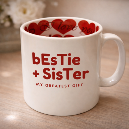Bestie Sister Mug with Inner Heart Mug