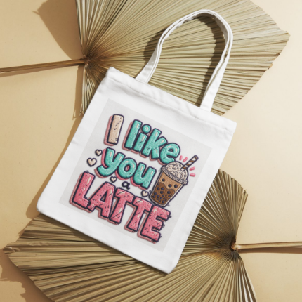 I Like You a Latte" Canvas Tote Bag